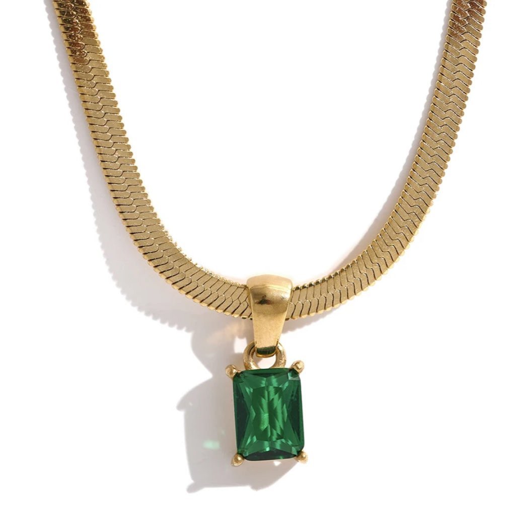 Snake chain necklace green - By Krohnstad